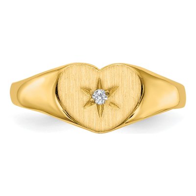 14K Yellow Gold Diamond Heart Signet Ring – view 4