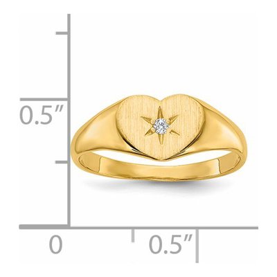 14K Yellow Gold Diamond Heart Signet Ring – view 5