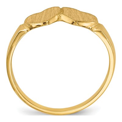14K Yellow Gold Double Heart Signet Ring – view 3