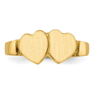 14K Yellow Gold Double Heart Signet Ring – view 5