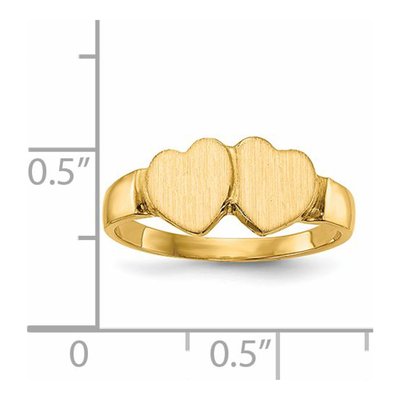 14K Yellow Gold Double Heart Signet Ring – view 6