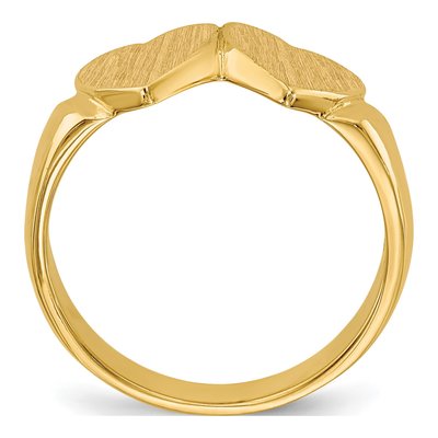 14K Yellow Gold Double Heart Signet Ring – view 3