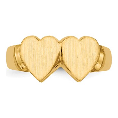 14K Yellow Gold Double Heart Signet Ring – view 5