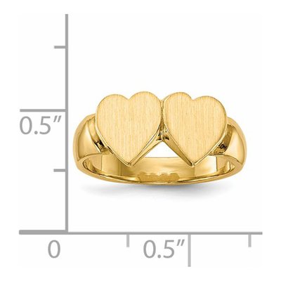 14K Yellow Gold Double Heart Signet Ring – view 6