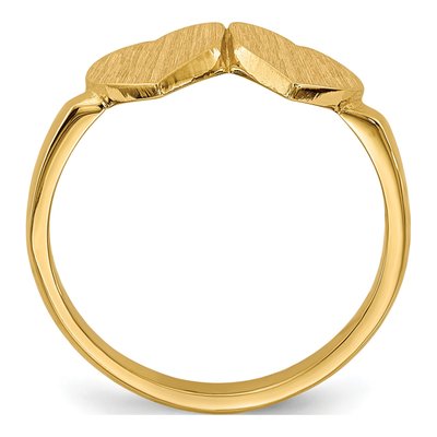 14K Yellow Gold Double Heart Signet Ring – view 3
