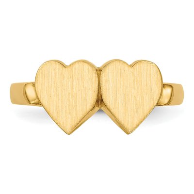 14K Yellow Gold Double Heart Signet Ring – view 5