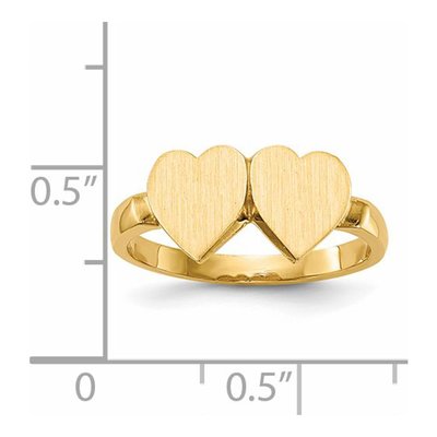 14K Yellow Gold Double Heart Signet Ring – view 6