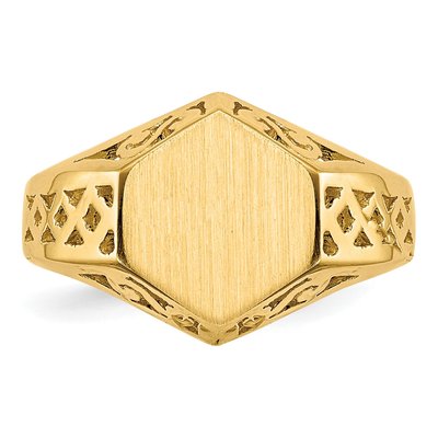 14K Yellow Gold Hexagon Signet Ring – view 5