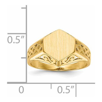 14K Yellow Gold Hexagon Signet Ring – view 6