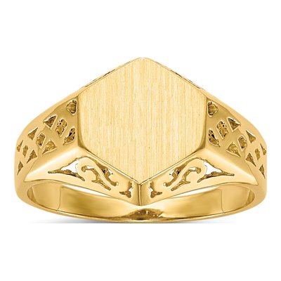 14K Yellow Gold Hexagon Signet Ring