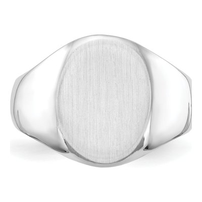 Men's 14K White Gold Oval Signet Ring – view 6