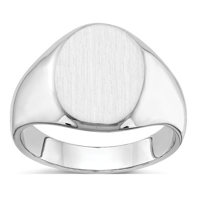 Men's 14K White Gold Oval Signet Ring