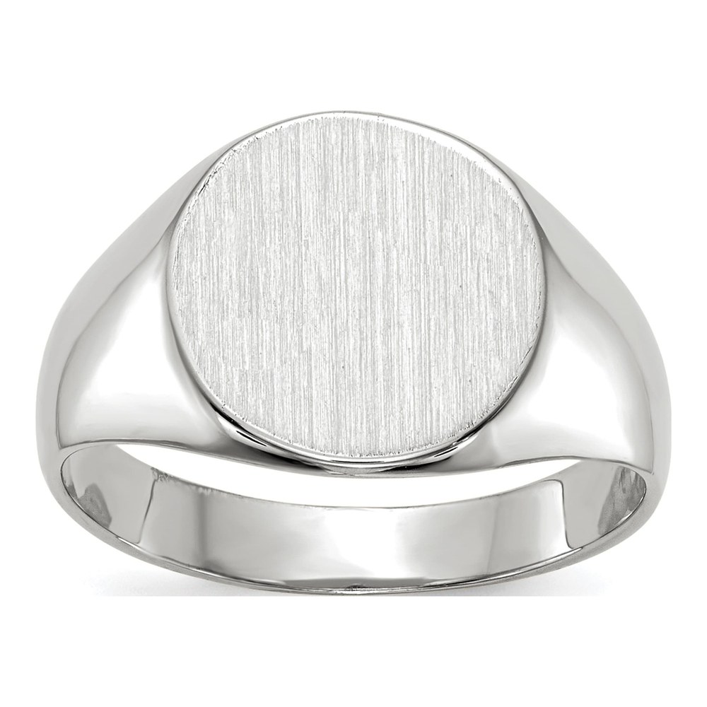 14K White Gold Round Signet Ring