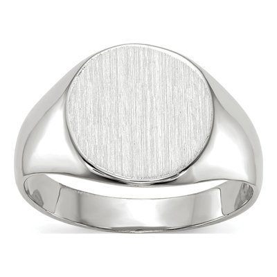 14K White Gold Round Signet Ring