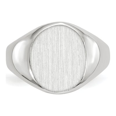 14K White Gold Oval Closed-Back Signet Ring – view 5