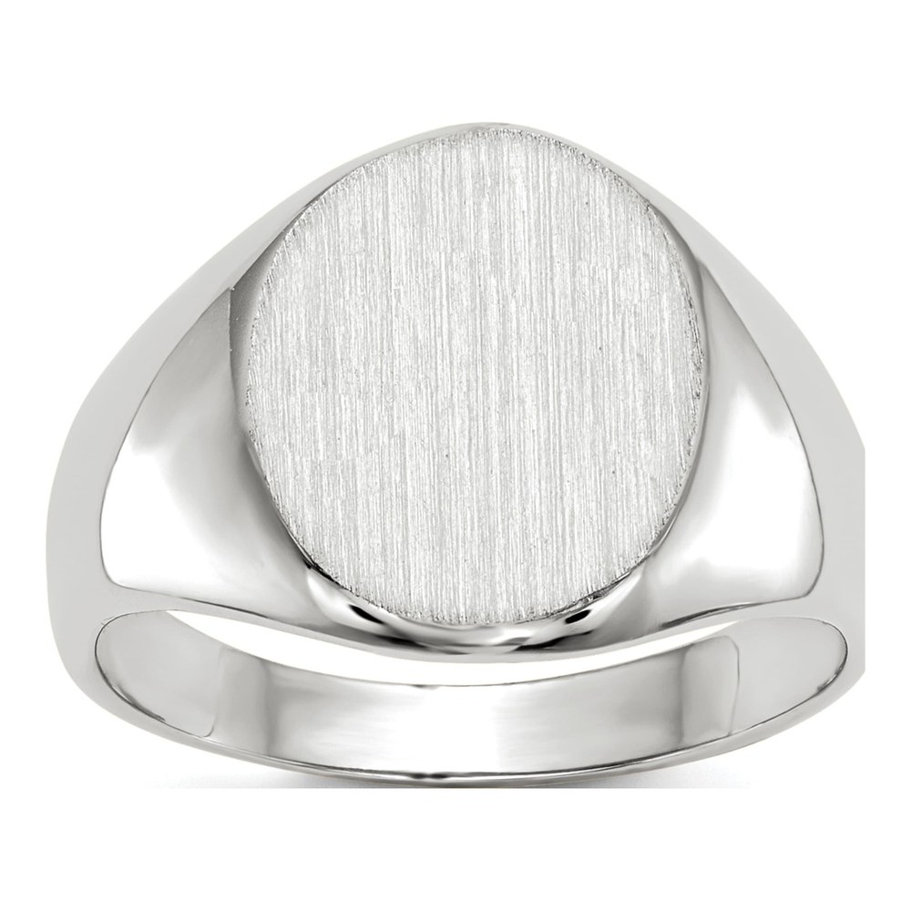 14K White Gold Oval Closed-Back Signet Ring