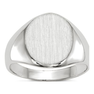 14K White Gold Oval Closed-Back Signet Ring