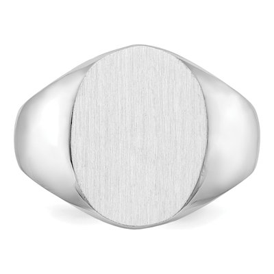 Men's 14K White Gold Oval Signet Ring – view 6