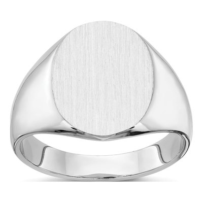 Men's 14K White Gold Oval Signet Ring
