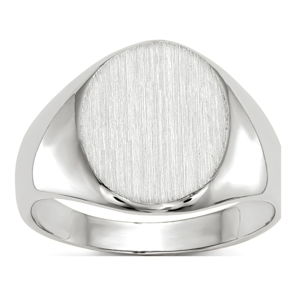 14K White Gold Oval Open Back Signet Ring