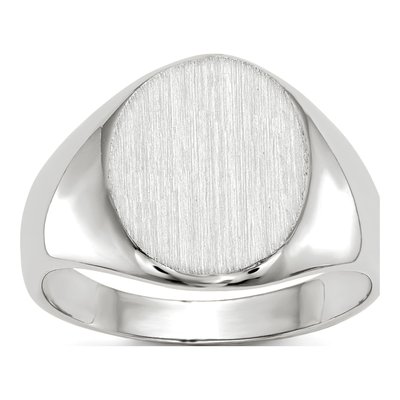 14K White Gold Oval Open Back Signet Ring