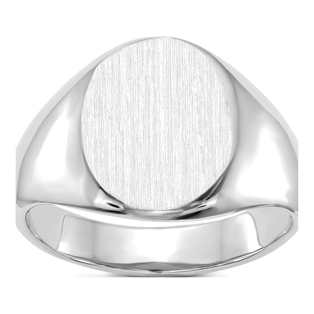 14K White Gold Oval Signet Ring