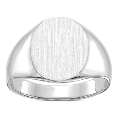 14K White Gold Oval Signet Ring
