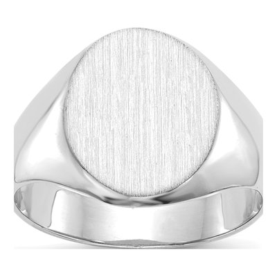 14K White Gold Oval Signet Ring
