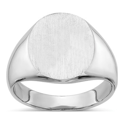 14K White Gold Oval Signet Ring