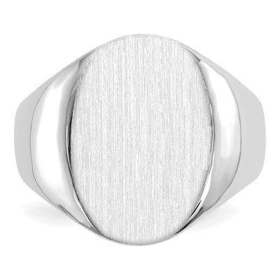 Men's 14K White Gold Oval Signet Ring – view 6