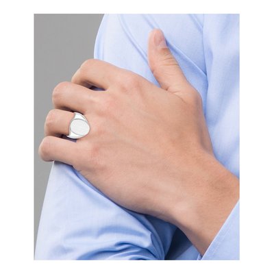 Men's 14K White Gold Oval Signet Ring – view 7