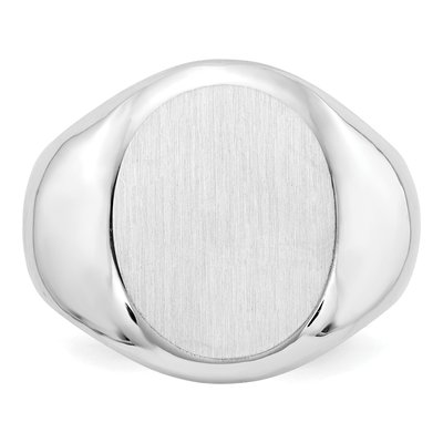 Men's 14K White Gold Oval Signet Ring – view 5
