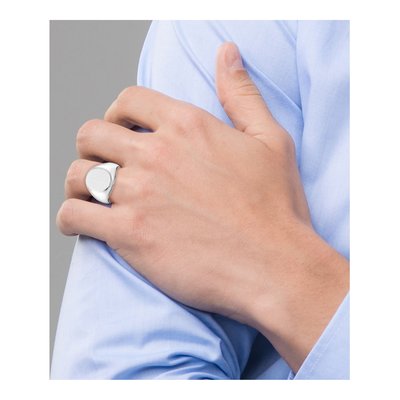 Men's 14K White Gold Oval Signet Ring – view 6
