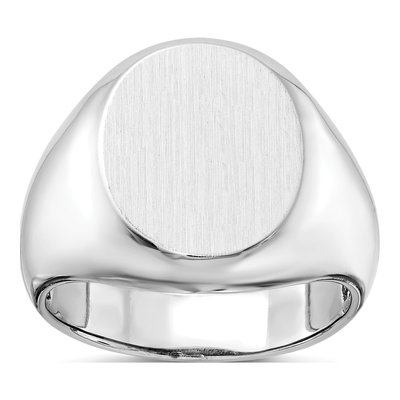 Men's 14K White Gold Oval Signet Ring