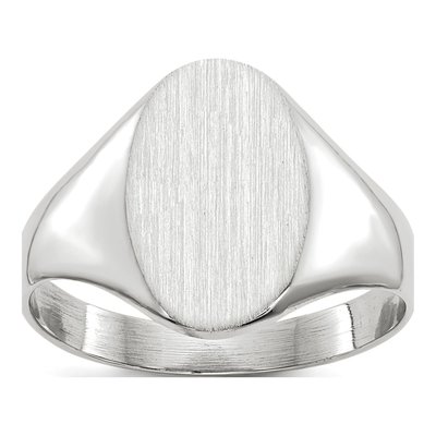 14K White Gold Oval Signet Ring