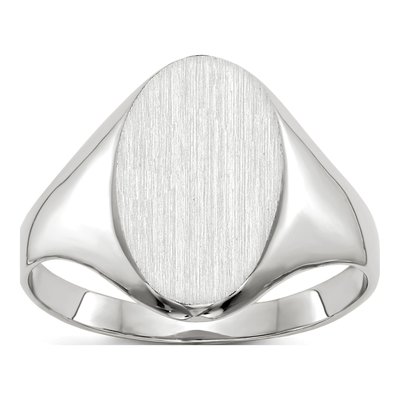 14K White Gold Oval Signet Ring