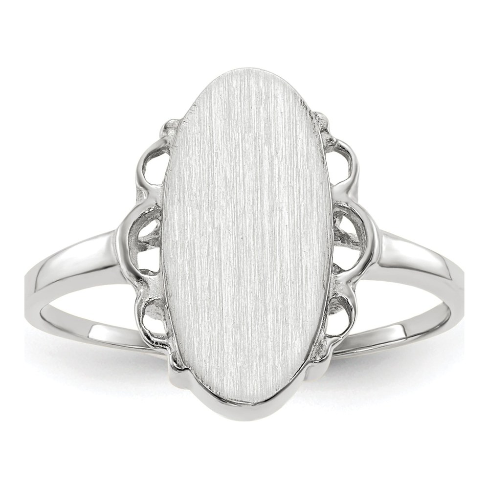 14K White Gold Oval Signet Ring