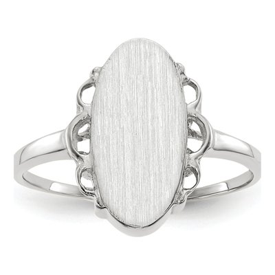 14K White Gold Oval Signet Ring