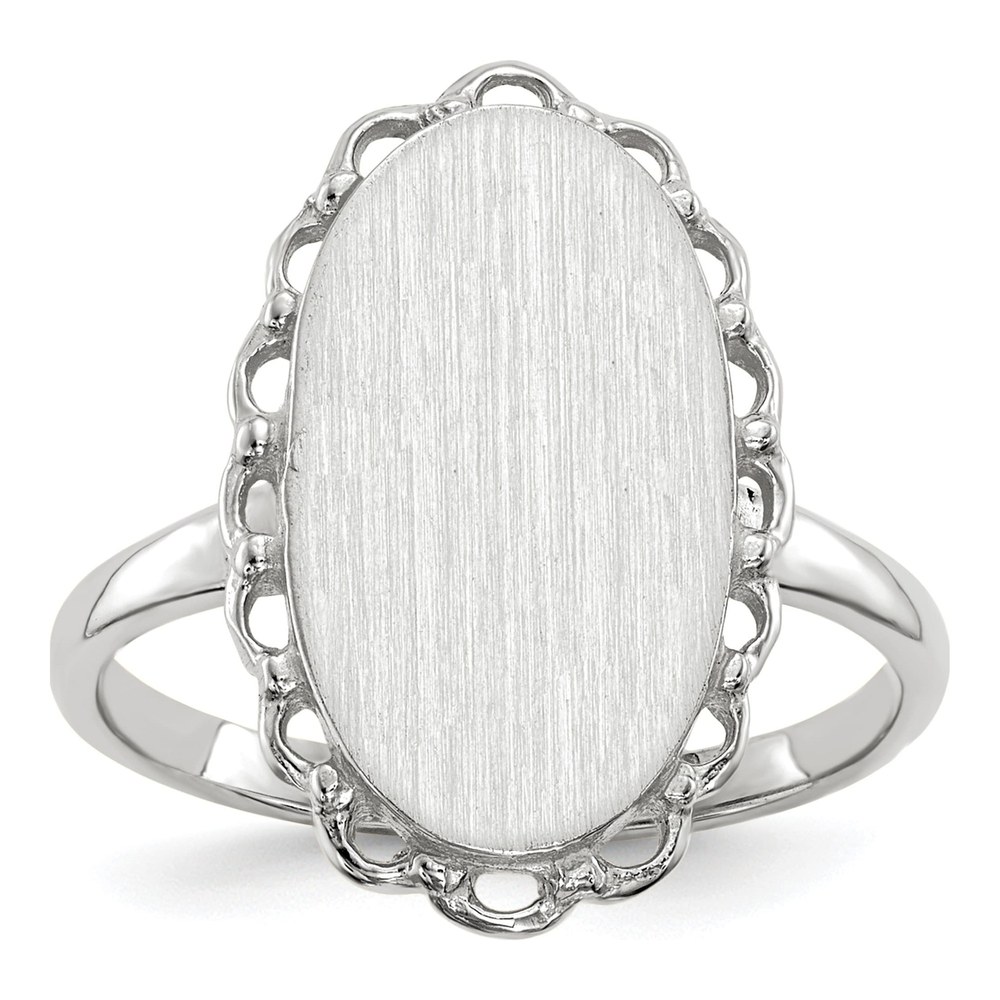 14K White Gold Oval Signet Ring, Engravable