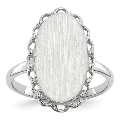 14K White Gold Oval Signet Ring