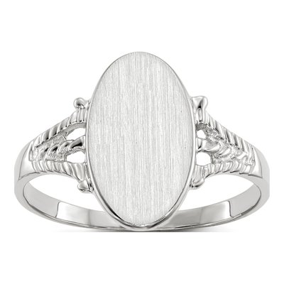14K White Gold Oval Signet Ring