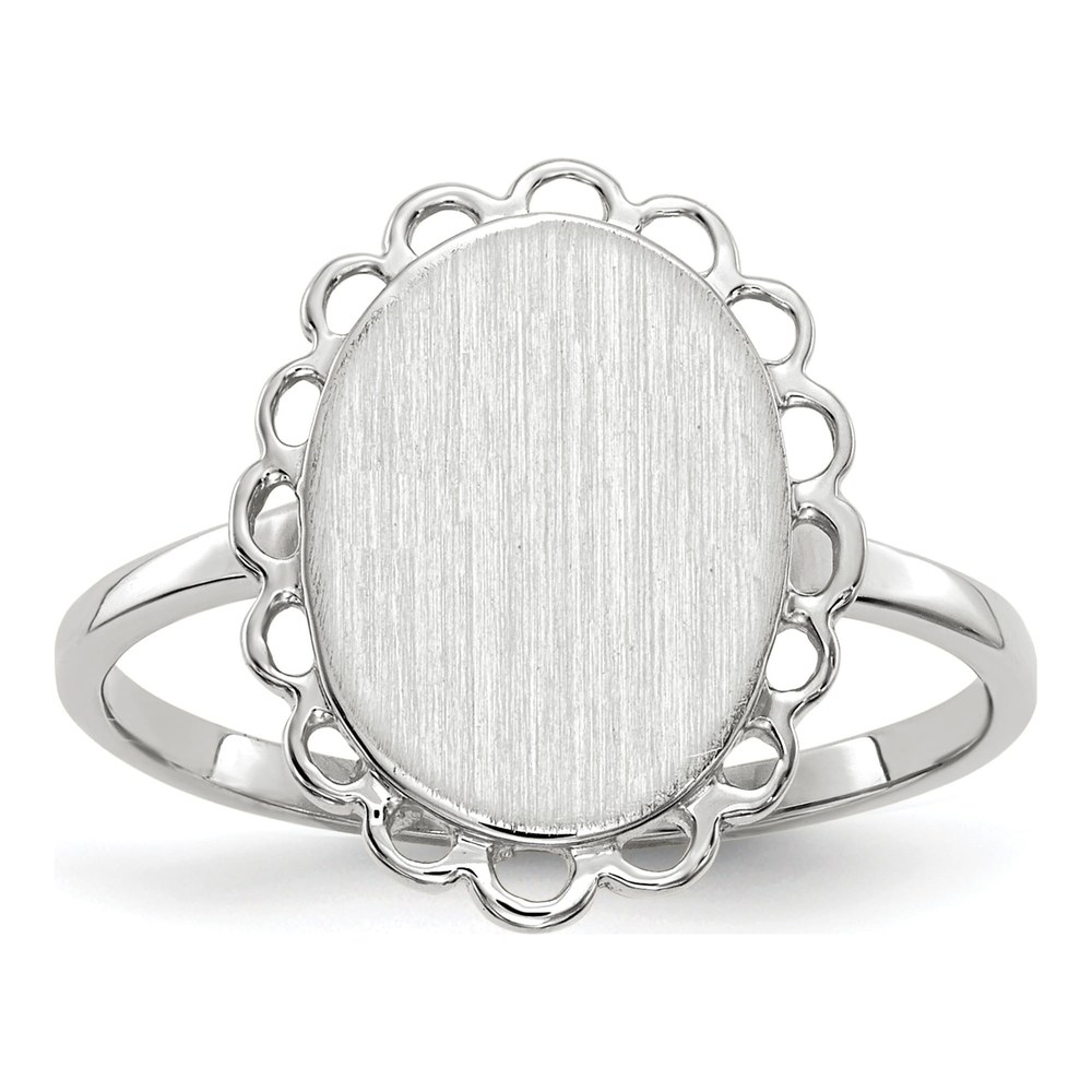14K White Gold Oval Signet Ring