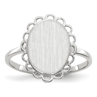 14K White Gold Oval Signet Ring