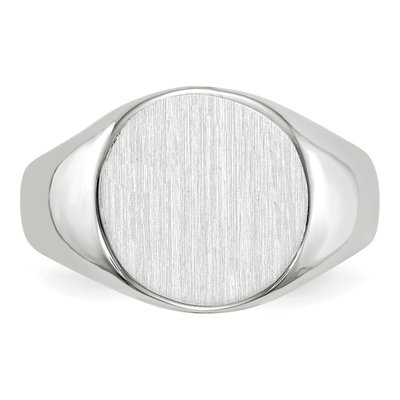 14K White Gold Round Signet Ring – view 5