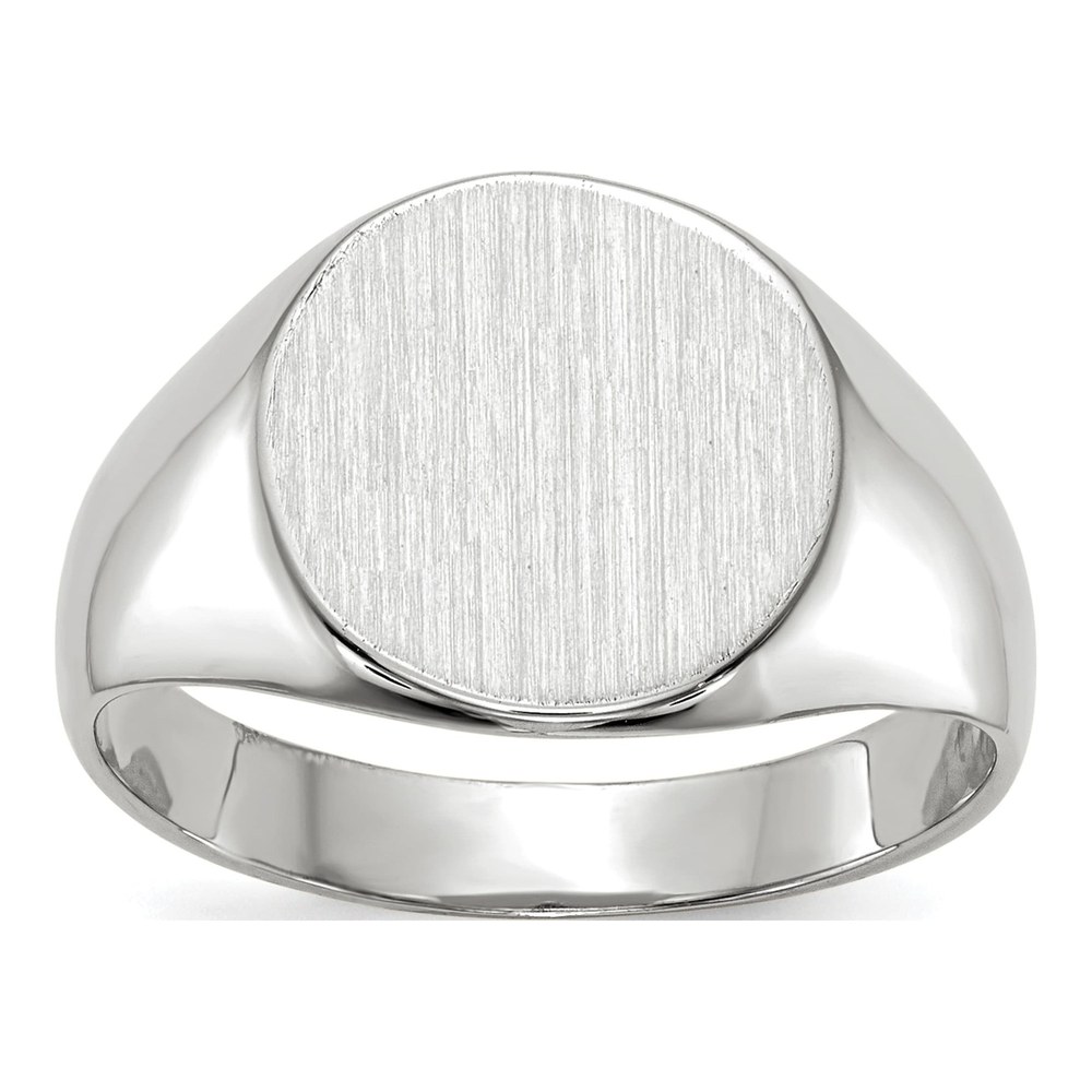 14k White Gold Round Signet Ring, Engravable