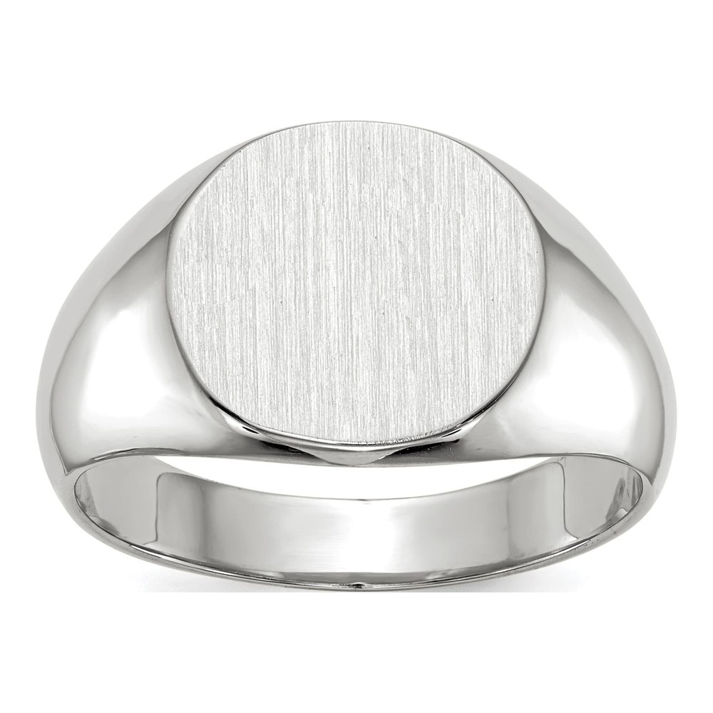 14K White Gold Round Signet Ring