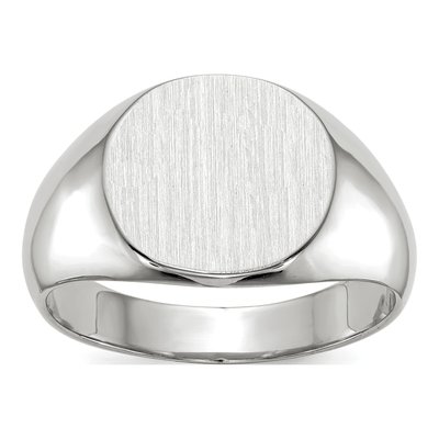14K White Gold Round Signet Ring
