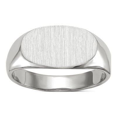 14K White Gold Oval Signet Ring