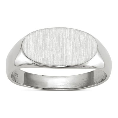 14K White Gold Oval Signet Ring