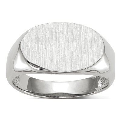 14K White Gold Oval Signet Ring